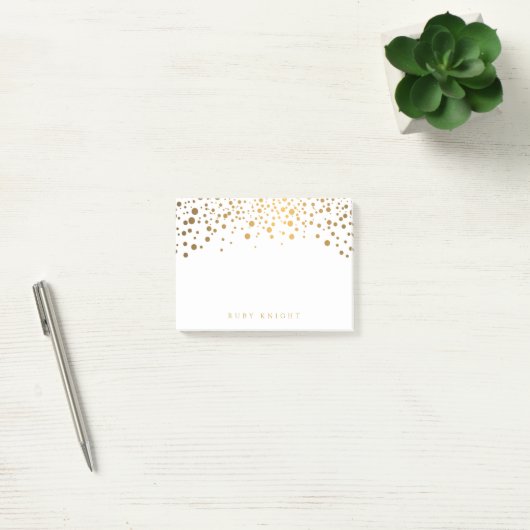 Gold Confetti Stippen met naam Post-it® Notes (Kantoor)