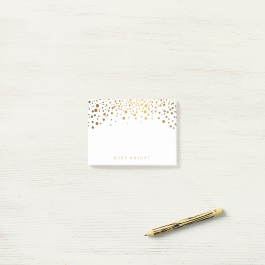 Gold Confetti Stippen met naam Post-it® Notes (Op bureau)