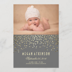 Gold Confetti Stippen Newborn Baby geboorte Aankondiging