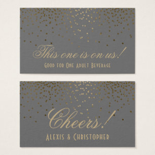 Gold Confetti-Stippen op grijze weddenschappen met Visitekaartjes