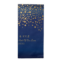 Gold Confetti-Stippen op marineblauw satijndesign