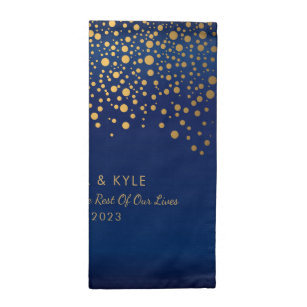 Gold Confetti-Stippen op marineblauw satijndesign Katoenen Servet