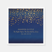 Gold Confetti-Stippen op marineblauw satijndesign Servet (Voorkant)