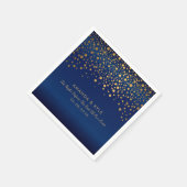Gold Confetti-Stippen op marineblauw satijndesign Servet (Hoek)