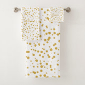 Gold Confetti Stippen op wit Bad Handdoek (Insitu)