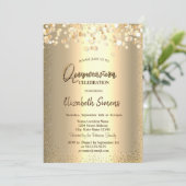 Gold Confetti Stippen Princess Gold Quinceañera Kaart (Staand voorkant)