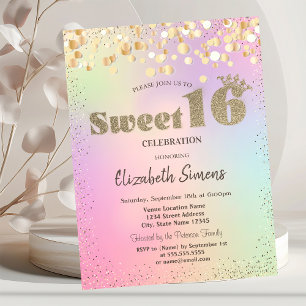 Gold Confetti Stippen Princess Holographic Sweet 1 Kaart