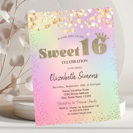 Gold Confetti Stippen Princess Holographic Sweet 1 Kaart