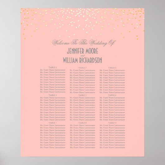 Gold Confetti Stippen Roze weddenschappen Poster (Voorkant)