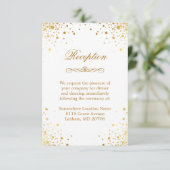 Gold Confetti Stippen Wedding Accommodatie Recepti Informatiekaartje (Staand voorkant)