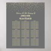 Gold Confetti Stippen Wedding Seating Chart Poster (Voorkant)