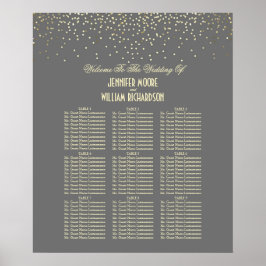 Gold Confetti Stippen Wedding Seating Chart Poster