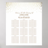 Gold Confetti Stippen White Wedding Seating Chart Poster (Voorkant)