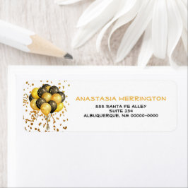 Gold Confetti Streamers ballonbundel Etiket