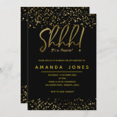 Gold Confetti Surprise Birthday Party Invitation Kaart (Voorkant / Achterkant)