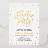 Gold Confetti Surprise Retirement Party Folie Inve Folie Uitnodiging (Voorkant)