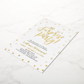 Gold Confetti Surprise Retirement Party Folie Inve Folie Uitnodiging (Gedraaid)