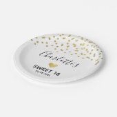 Gold Confetti Sweet 16 Birthday Party Papieren Bordje (Gekanteld)