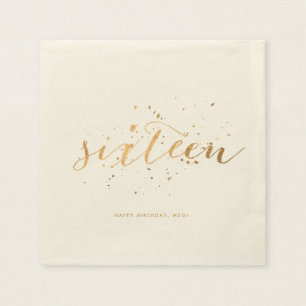 Gold Confetti Sweet Sixteen 16e verjaardag Ecru Servet