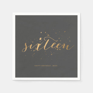 Gold Confetti Sweet Sixteen 16e verjaardag Servet