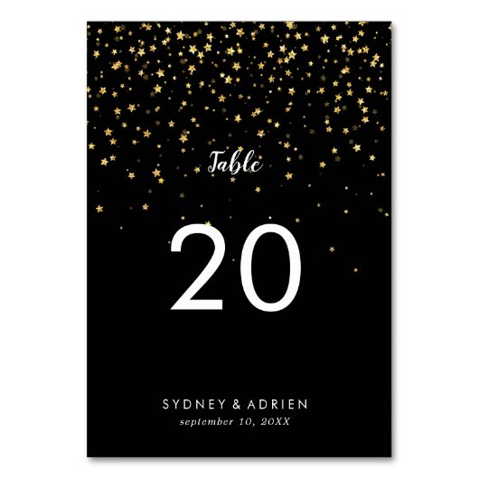 Gold Confetti | Tafelnummers zwart | (Achterkant)