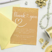 Gold Confetti Thank You Heart Script Bedankkaart