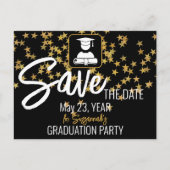 Gold Confetti top op zwart, aangepast Afstuderen Aankondigingskaart (Voorkant)