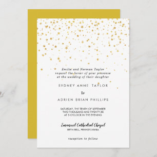 Gold Confetti Traditional Wedding Invitation Kaart