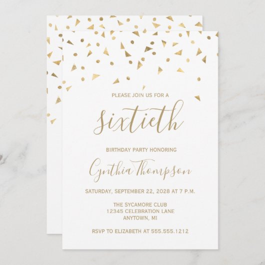 Gold Confetti Triangles 60e verjaardag Kaart (Voorkant / Achterkant)