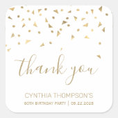 Gold Confetti Triangles 60ste verjaardag Hartelijk Vierkante Sticker (Voorkant)