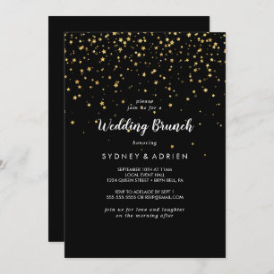 Gold Confetti   Uitnodiging voor Black Wedding Bru