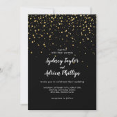 Gold Confetti | Uitnodiging voor Casual zwarte wed (Voorkant)