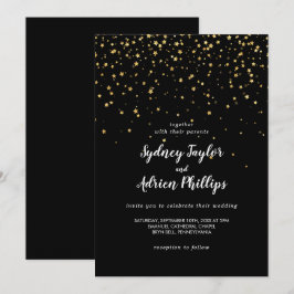 Gold Confetti | Uitnodiging voor Casual zwarte wed