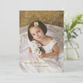 Gold Confetti - Uitnodiging voor de eerste Heilige (Staand voorkant)