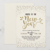 Gold Confetti - Uitnodiging voor Eve-partij in nie (Voorkant / Achterkant)