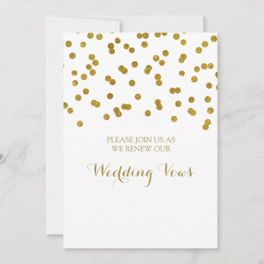 Gold Confetti Vow Renewal Uitnodiging (Voorkant)