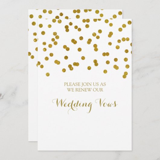 Gold Confetti Vow Renewal Uitnodiging (Voorkant / Achterkant)