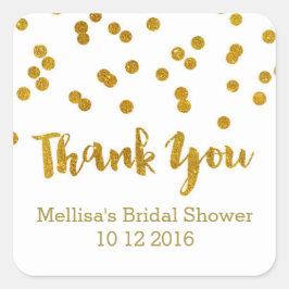 Gold Confetti Vrijgezellenfeest Favor Tags Vierkante Sticker