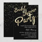 Gold Confetti Vrijgezellenfeest Script Black White Kaart (Voorkant / Achterkant)