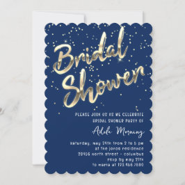 Gold Confetti Vrijgezellenfeest Script Blue Navy Kaart