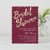 Gold Confetti Vrijgezellenfeest Script Marsala Kaart (Staand voorkant)