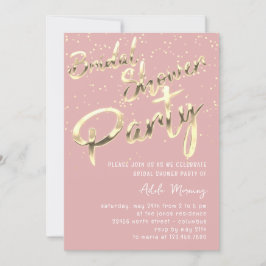Gold Confetti Vrijgezellenfeest Script Roze Rose Kaart