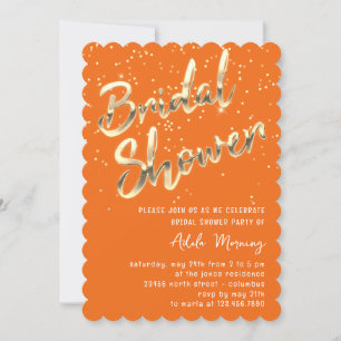 Gold Confetti Vrijgezellenfeest Script Sinaasappel Kaart