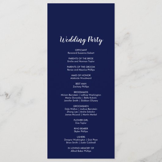 Gold Confetti | Weddenschap bij de marine Programmakaart (Achterkant)