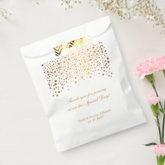 Gold Confetti Wedding Bedankzakje (Gezegeld)