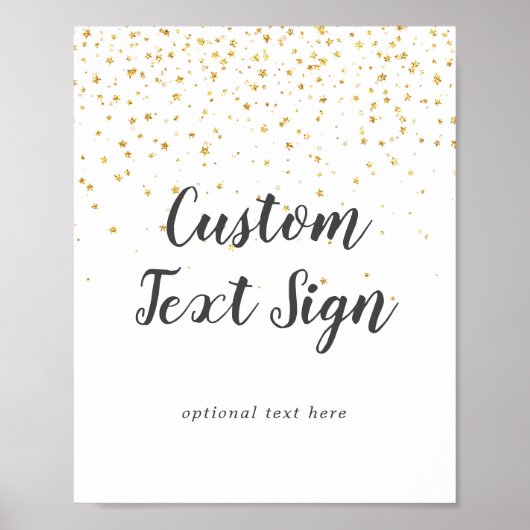 Gold Confetti Wedding Custom Text Sign Poster (Voorkant)