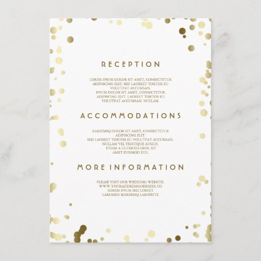 Gold Confetti Wedding Details - Informatie Informatiekaartje (Voorkant)