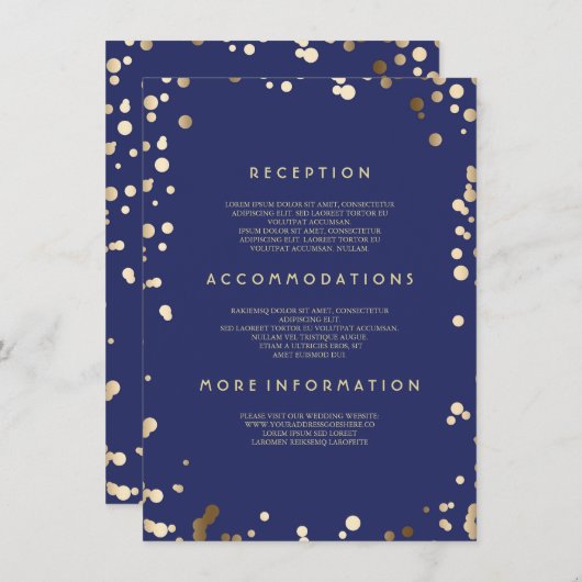 Gold Confetti Wedding Details - Informatie Informatiekaartje (Voorkant / Achterkant)