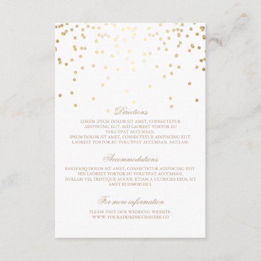 Gold Confetti Wedding Details - Informatie Informatiekaartje (Voorkant)