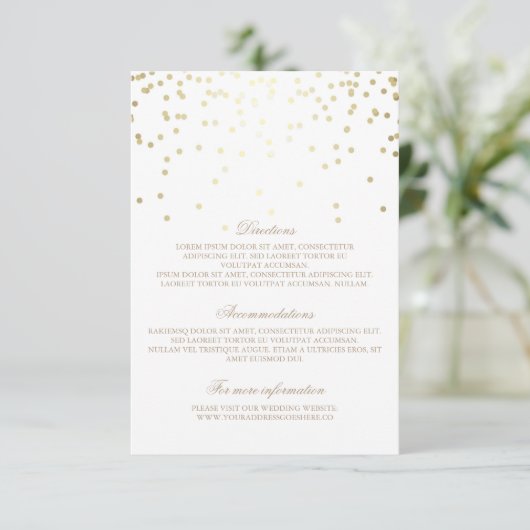 Gold Confetti Wedding Details - Informatie Informatiekaartje (Staand voorkant)